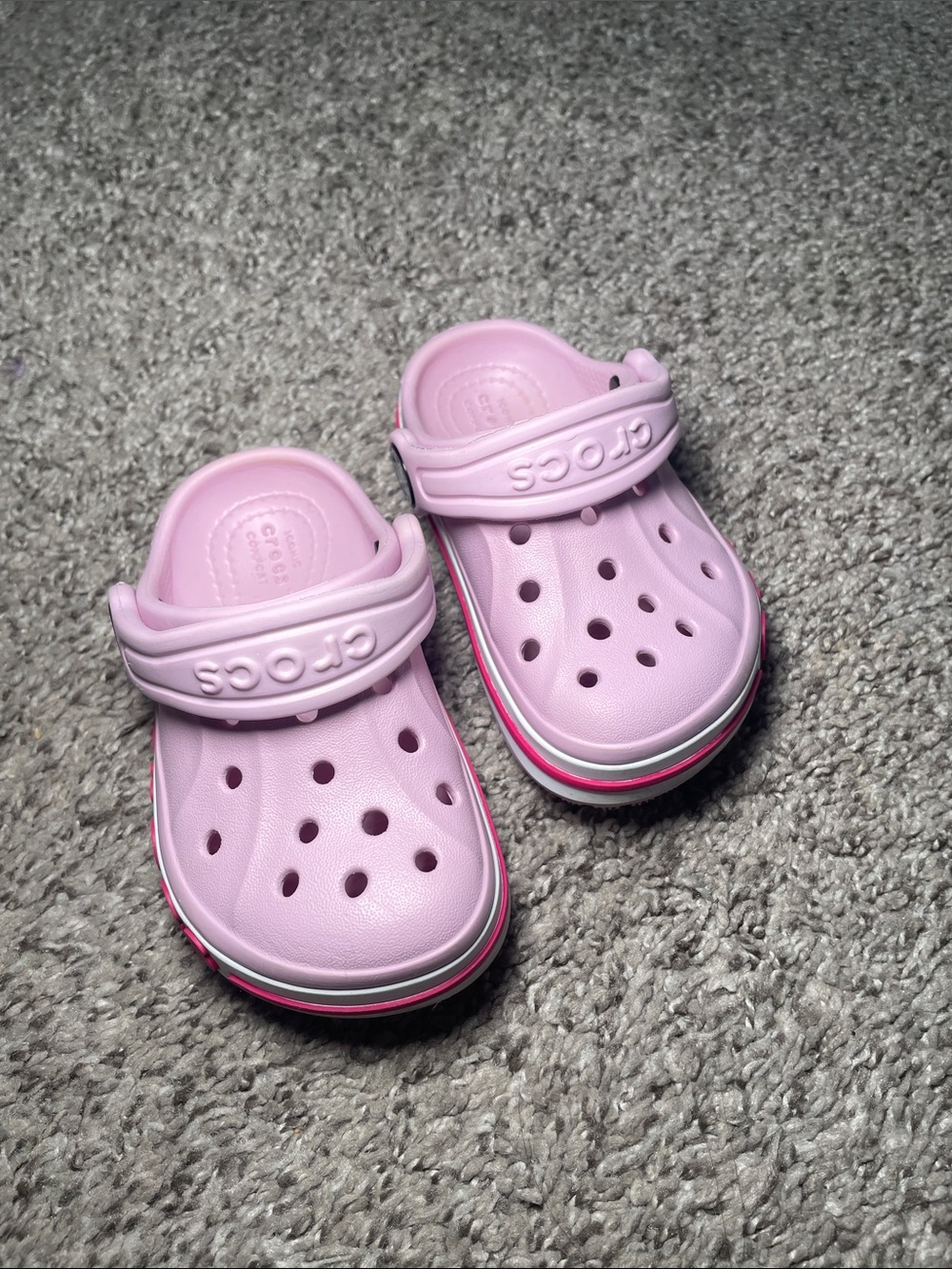 CROCS Kids' Light Pink Clog with Pink Trim BAYABAND STYLE - 5c